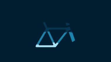 White Bicycle frame icon isolated on blue background. 4K Video motion graphic animation.
