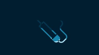 White Bicycle air pump icon isolated on blue background. 4K Video motion graphic animation.