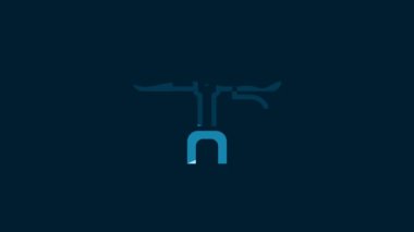 White Bicycle handlebar icon isolated on blue background. 4K Video motion graphic animation.