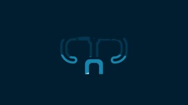 White Bicycle handlebar icon isolated on blue background. 4K Video motion graphic animation.