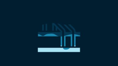 White Bicycle parking icon isolated on blue background. 4K Video motion graphic animation.