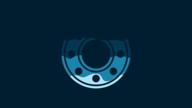 White Bicycle ball bearing icon isolated on blue background. 4K Video motion graphic animation.