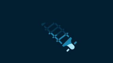 White Bicycle suspension icon isolated on blue background. 4K Video motion graphic animation.