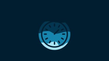 White Stopwatch icon isolated on blue background. Time timer sign. Chronometer sign. 4K Video motion graphic animation.