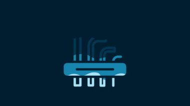 White Tool allen keys icon isolated on blue background. 4K Video motion graphic animation.