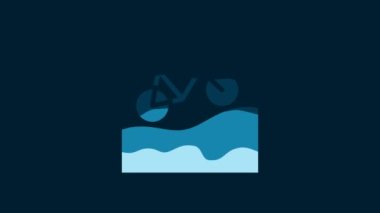 White Mountain bicycle icon isolated on blue background. Bike race. Extreme sport. Sport equipment. 4K Video motion graphic animation.