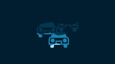 White Traffic jam on the road icon isolated on blue background. Road transport. 4K Video motion graphic animation.