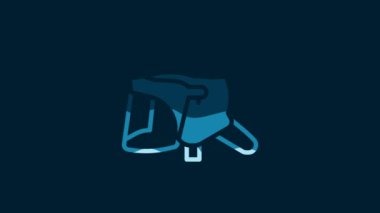 White Police helmet icon isolated on blue background. Military helmet. 4K Video motion graphic animation.