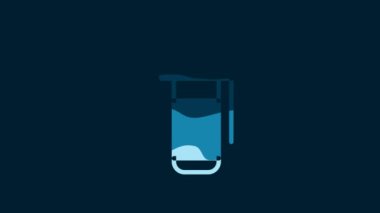 White Hand grenade icon isolated on blue background. Bomb explosion. 4K Video motion graphic animation.