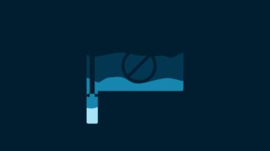 White Protest icon isolated on blue background. Meeting, protester, picket, speech, banner, protest placard, petition. 4K Video motion graphic animation.