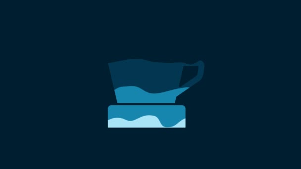 White V60 Coffee Maker Icon Isolated Blue Background Video Motion — Stok video