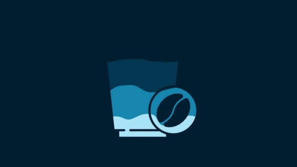 White Coffee Cup Icon Isolated Blue Background Video Motion Graphic — Wideo stockowe