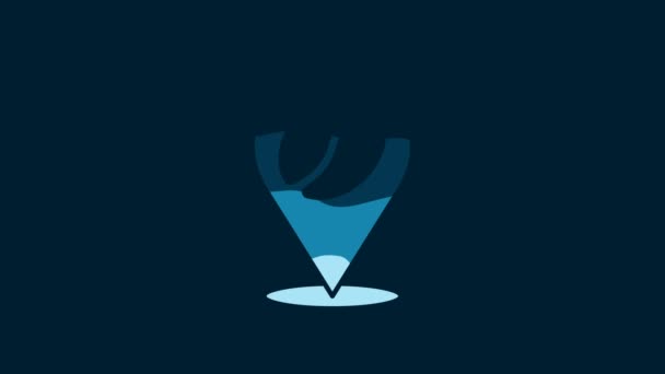 White Location Coffee Bean Icon Isolated Blue Background Video Motion — Vídeos de Stock