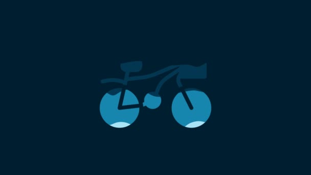 White Bicycle Icon Isolated Blue Background Bike Race Extreme Sport — Vídeos de Stock