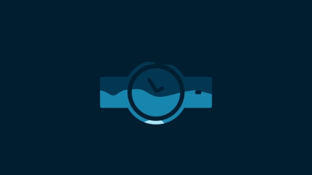 White Wrist Watch Icon Isolated Blue Background Wristwatch Icon Video — Stock Video