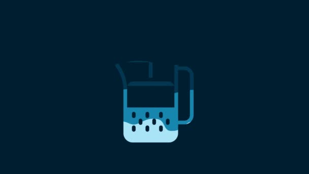 White French Press Icon Isolated Blue Background Video Motion Graphic — Stock video