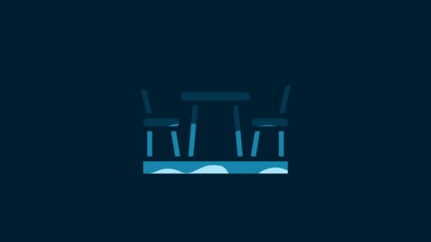 ブルーを基調とした白いフレンチカフェのアイコン ストリートカフェ テーブルと椅子 4Kビデオモーショングラフィックアニメーション — ストック動画