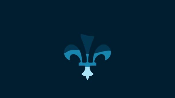 White Fleur Lys Icon Isolated Blue Background Video Motion Graphic — 비디오