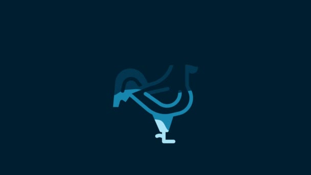 White French Rooster Icon Isolated Blue Background Video Motion Graphic — Wideo stockowe
