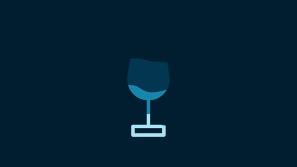 Λευκό Ποτήρι Κρασί Εικονίδιο Απομονώνονται Μπλε Φόντο Πινακίδα Από Γυαλί — Αρχείο Βίντεο