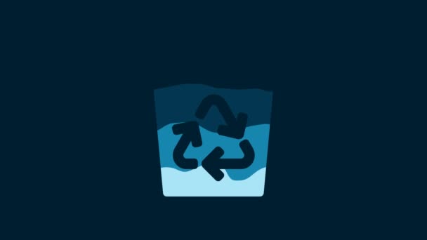 White Recycle Bin Recycle Symbol Icon Isolated Blue Background Trash — Wideo stockowe