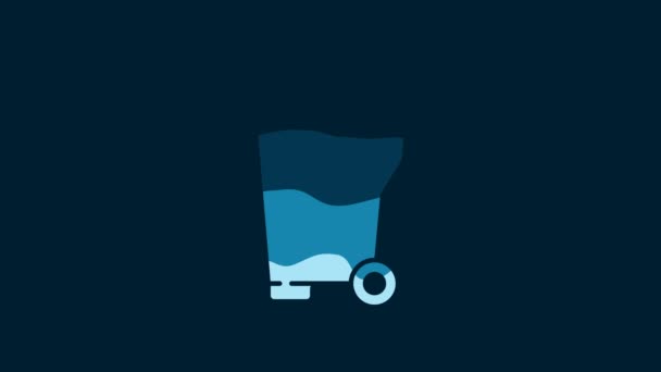 White Trash Can Icon Isolated Blue Background Garbage Bin Sign — Vídeos de Stock