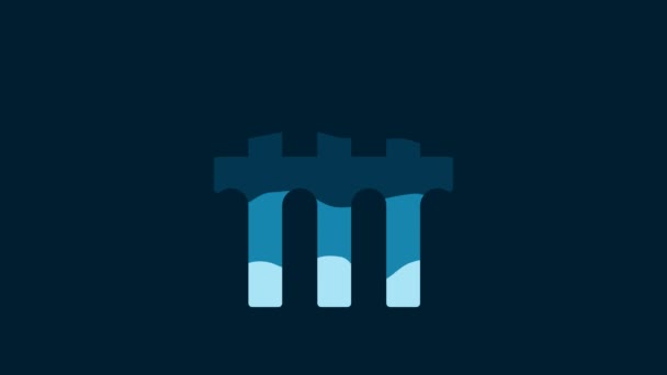 塞戈维亚的白色渡槽 西班牙的象征 在蓝色背景上被隔离 罗马渡槽楼西班牙的国家象征 4K视频运动图形动画 — 图库视频影像