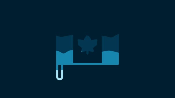 White Flag Canada Icon Isolated Blue Background North America Country — Stok video