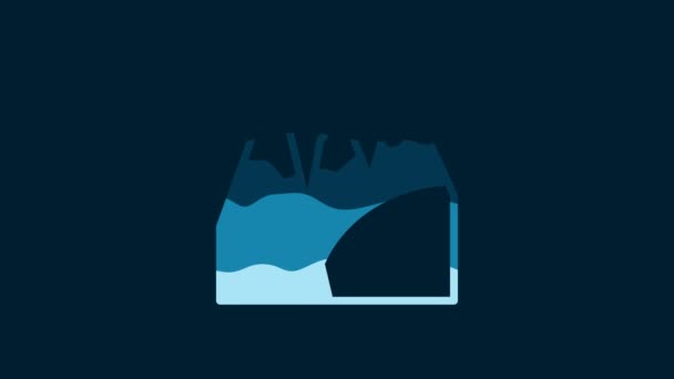 白色山脉的图标被蓝色背景隔离 胜利或成功的象征 目标实现 4K视频运动图形动画 — 图库视频影像