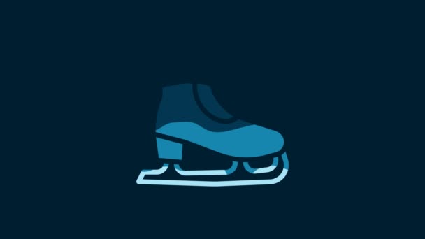 White Skates Icon Isolated Blue Background Ice Skate Shoes Icon — Stock Video
