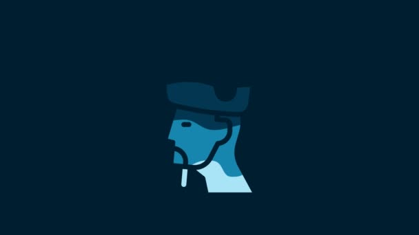 White Ukrainian Cossack Icon Isolated Blue Background Video Motion Graphic — Vídeo de Stock