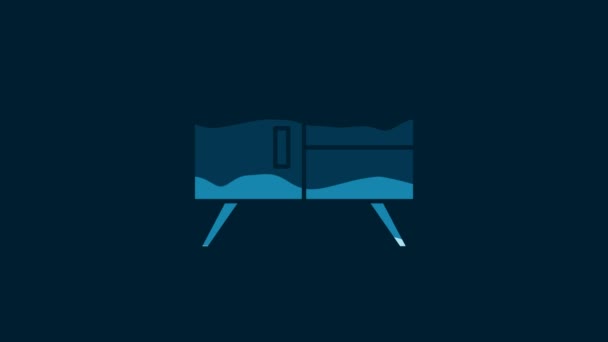 White Chest Drawers Icon Isolated Blue Background Video Motion Graphic — Vídeo de Stock