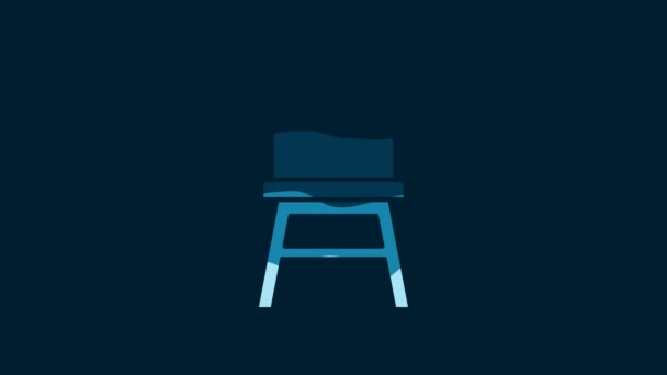 White Chair Icon Isolated Blue Background Video Motion Graphic Animation — Video