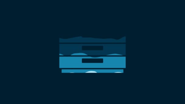 White Chest Drawers Icon Isolated Blue Background Video Motion Graphic — Vídeos de Stock