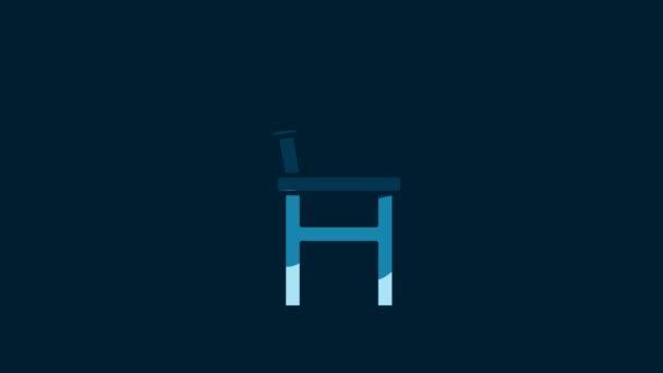 White Chair Icon Isolated Blue Background Video Motion Graphic Animation — Vídeo de Stock