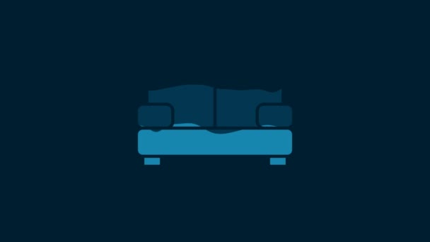 White Sofa Icon Isolated Blue Background Video Motion Graphic Animation — Vídeos de Stock