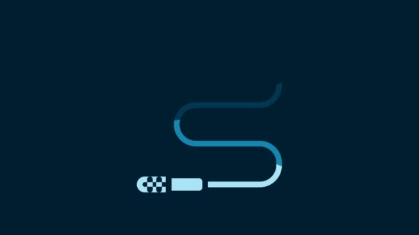 White Audio Jack Icon Isolated Blue Background Audio Cable Connection — Videoclip de stoc