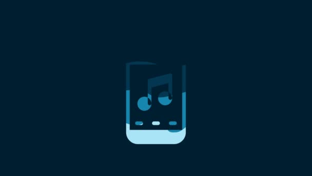White Music Player Icon Isolated Blue Background Portable Music Device — Stockvideo