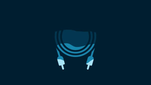 White Audio Jack Icon Isolated Blue Background Audio Cable Connection — Stock videók