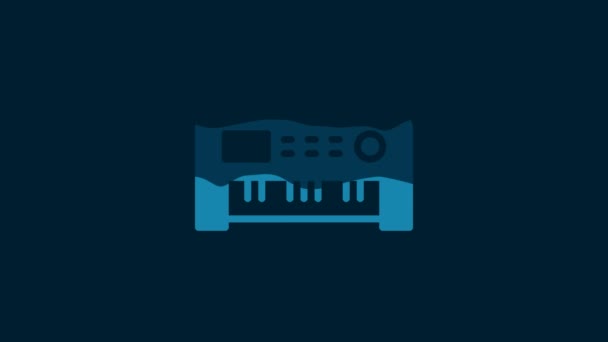 White Music Synthesizer Icon Isolated Blue Background Electronic Piano Video — Video
