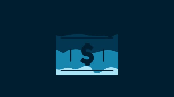 白色公文包和货币图标被蓝色背景隔离 商业案例签署 商业投资组合 财务管理 4K视频运动图形动画 — 图库视频影像
