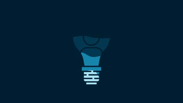 White Human Head Lamp Bulb Icon Isolated Blue Background Video — Video