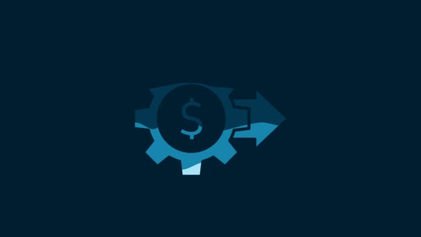 白色齿轮与美元符号图标隔离在蓝色背景 商业和金融概念图标 4K视频运动图形动画 — 图库视频影像