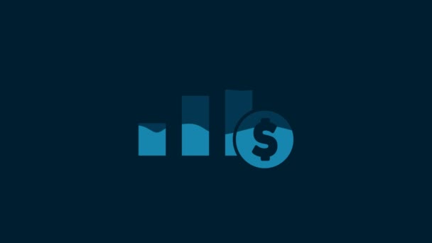 White Pie Chart Infographic Dollar Symbol Icon Isolated Blue Background — Stockvideo