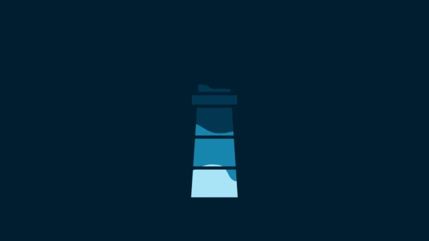 White Lighthouse Icon Isolated Blue Background Video Motion Graphic Animation — Wideo stockowe
