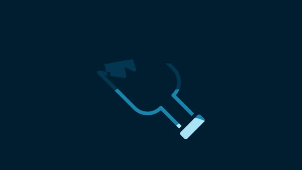 白色破碎瓶作为武器图标 在蓝色背景下隔离 4K视频运动图形动画 — 图库视频影像
