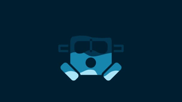 White Gas Mask Icon Isolated Blue Background Respirator Sign Video — 비디오