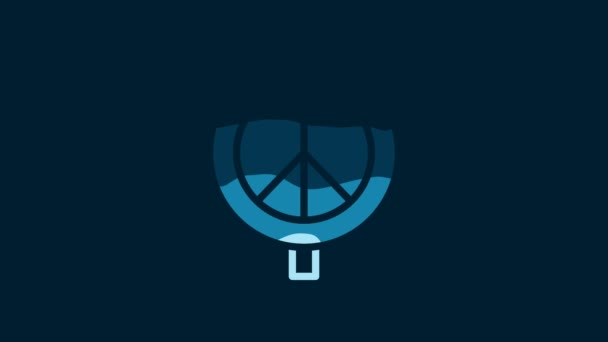 Ікона Білого Миру Ізольована Синьому Тлі Гіппі Символ Миру Відеографічна — стокове відео