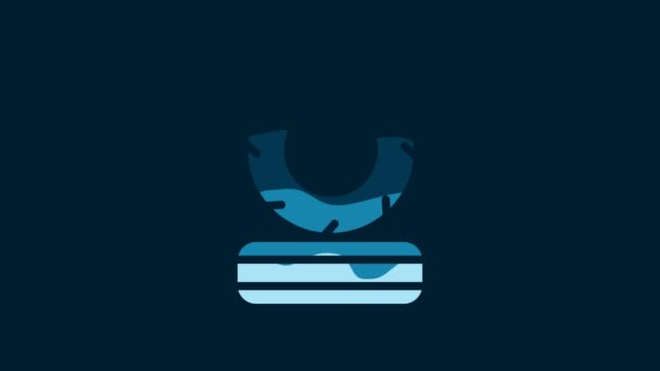 Білі Палаючі Шини Ізольовані Синьому Фоні Відеографічна Анімація — стокове відео