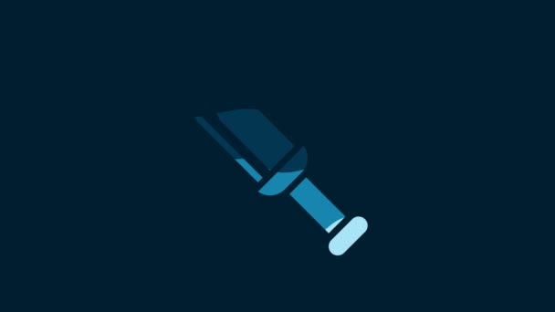 White Military Knife Icon Isolated Blue Background Video Motion Graphic — Stok video